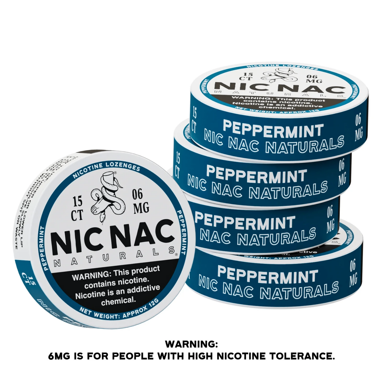 Nic Nac Peppermint 5pk 6mg Natural Nicotine Lozenges